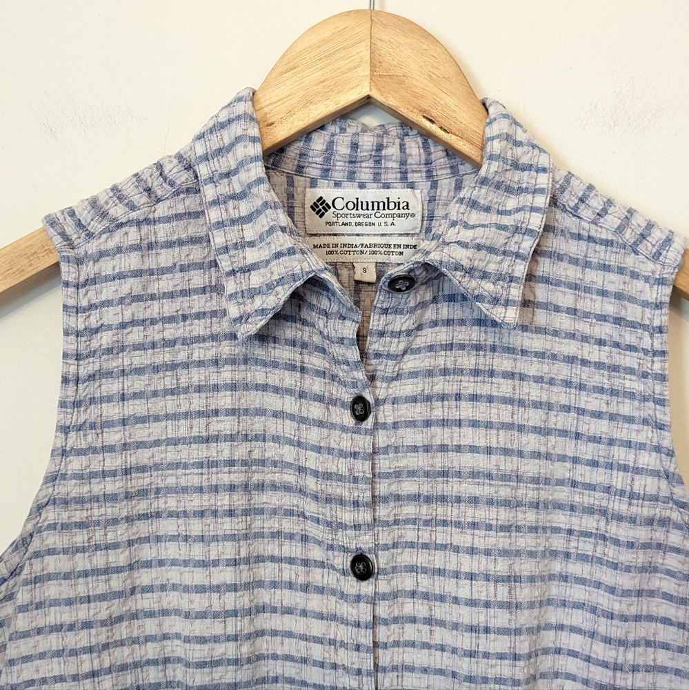 Columbia | S | Button Front Lavender + Blue Button Front Top - Picture 2 of 9